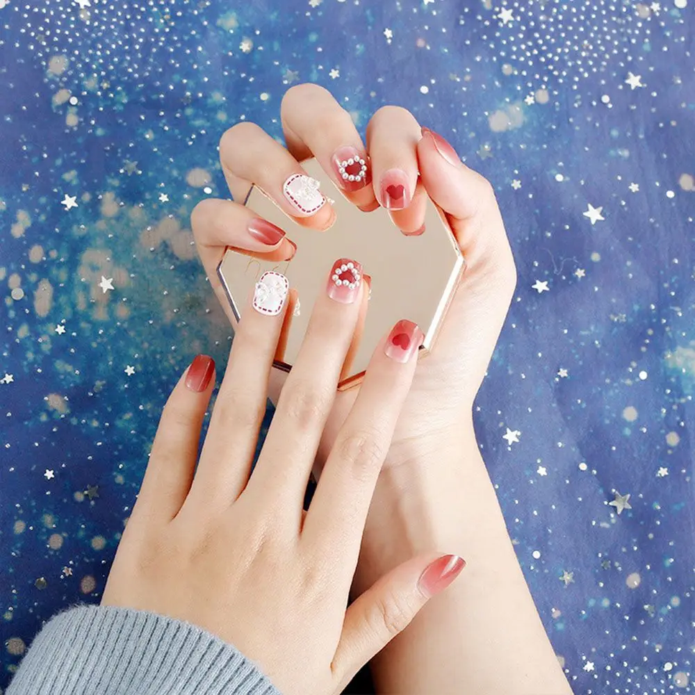 

Short Butterfly Heart Rose Red Colorful Nail Art Nail Patch False Nails