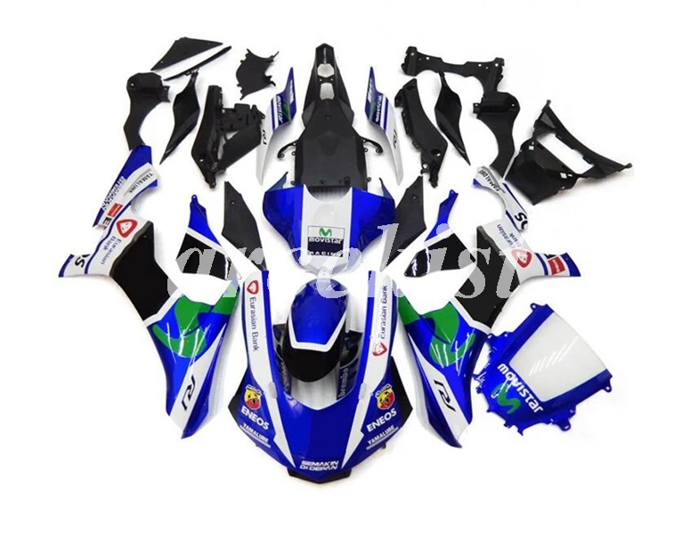 

Новинка из АБС-пластика для мотоцикла весь обтекатель, пригодный для YAMAHA YZF-1000 R1 R1 2015 2016 2017 2018 2019 15, 16, 17, 18, 19, изготовленный на заказ Movistar