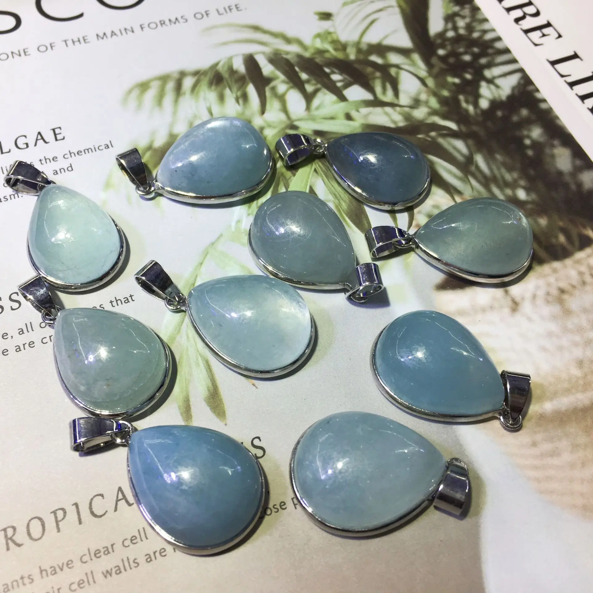 

Wholesale 10/5pcs/lot high quality natural stone aquamarine drop pendant for DIY necklace, bracelet, jewelry accessories