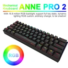 Беспроводная мини-клавиатура Anne Pro2 для игр, 60% портативная механическая клавиатура с Bluetooth, синийкоричневый переключатель Gatreon MX, отсоединяемый кабель