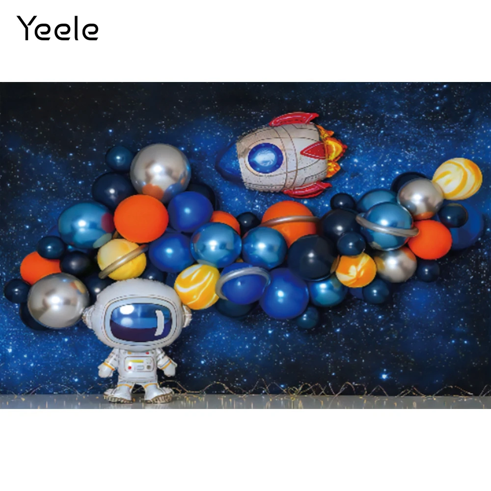 

Yeele Cake Smash Photography Backdrop Space Themed Astronaut 1st Birthday Party Kid Boy Photographic Backgrounds Studio Photo