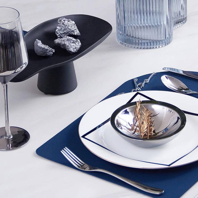 Серебряный современный креативный набор столовых приборов с толстым дизайном