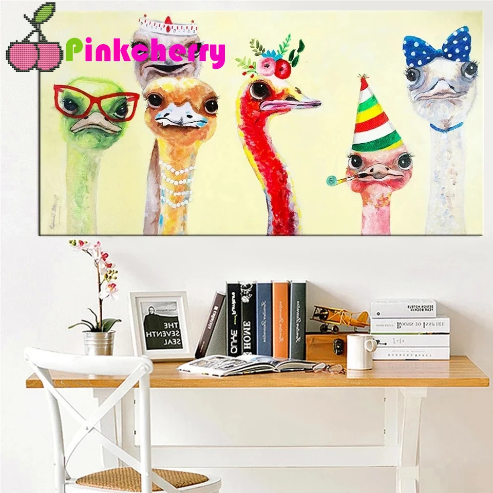 

DIY 5d diamond mosaic Cute and Colorful Cartoon Ostrich diamond painting cross stitch embroidery full round drill Animal k955
