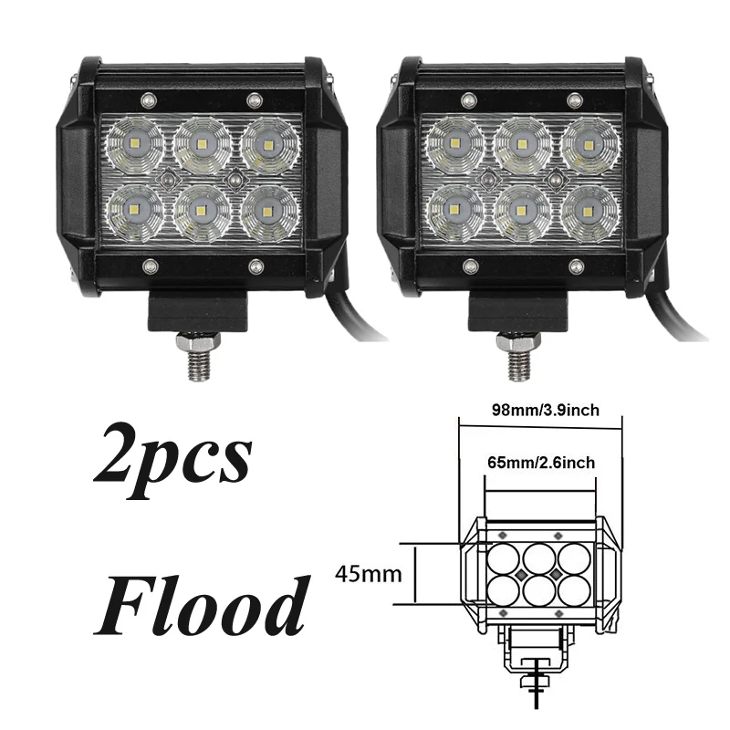 2pcs 18W flood Высокое качество водонепроницаемый 4 шт. 240 Вт 42 дюйма 12 В внедорожный светодиодный светильник, рабочий светильник, внедорожный светильник - Цвет: 2pcs 18W flood