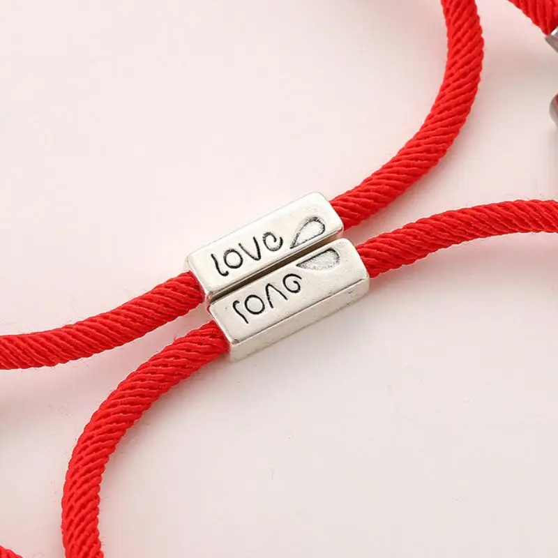 

Hot Magnet Bracelet Couple Handmade Adjustable Rope Matching Braslet Infinite Love Pair Braclet Lucky Red Brazalete Gift H10005