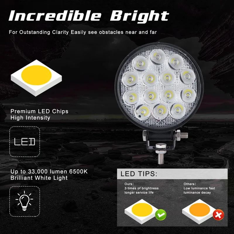 2 шт. 4-дюймовый рабочий свет Pods точечные Противотуманные фары Водонепроницаемые