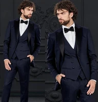 jeltonewin brand 3 pieces slim fit navy blue suit men costume homme prom tuxedo groom suits for men wedding party suit groomsman