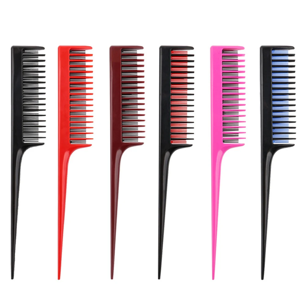Portable Hair Comb Hair Brush 3-row Teeth Teasing Comb Detangling Brush Rat Tail Comb Hairdressing Combs Salon Tool