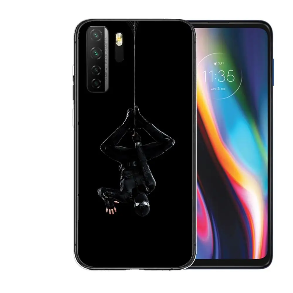 Роскошный черный мягкий чехол с изображением Человека-паука MARVEL пухом для Huawei Nova