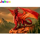 Алмазная мозаика с изображением сказочного красного дракона для творчества, 5D полное сверление, миф, животное, алмазная вышивка, подарок, вышивка, искусство, домашний декор