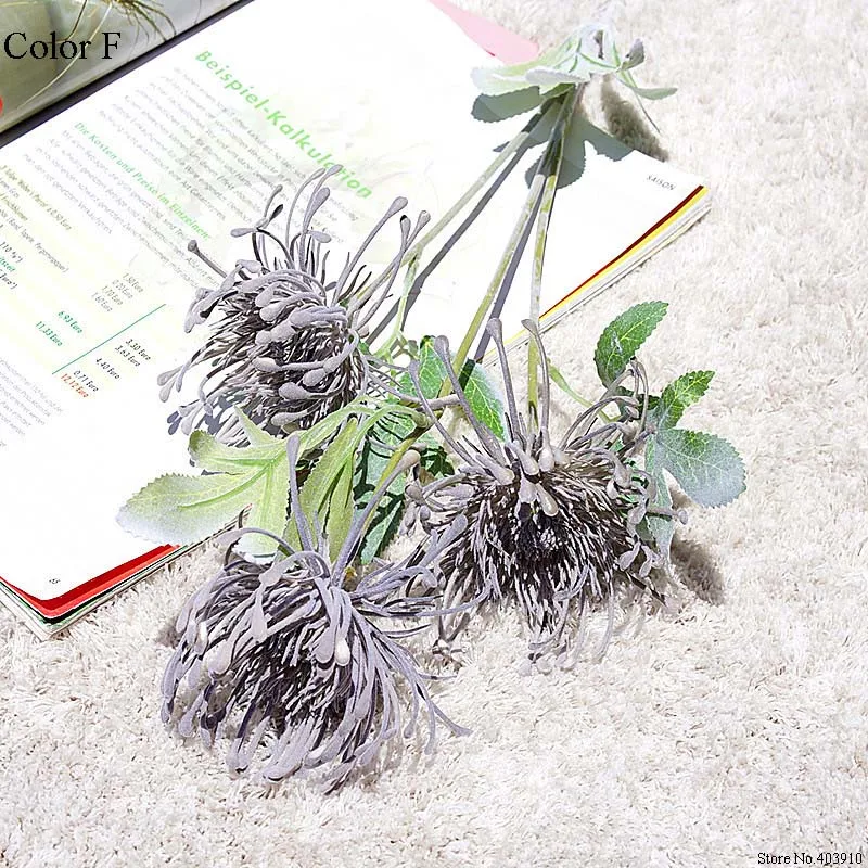 Флокированные Leucospermum искусственные цветы для украшения свадьбы Искусственные цветы пластик искусственный цветок растение Флер искусственное