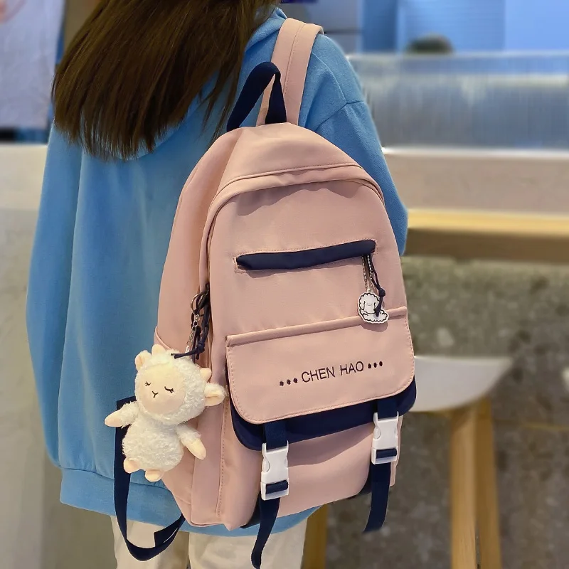 

New Lady Kawaii Waterproof Book Nylon Backpack Trendy Cute Girl Travel Bag College Cool Female Fashion Backpack Women Laptop Bag