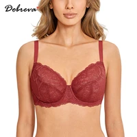 dobreva womens plus size see through full coverage underwire bra unlined minimizer lace bralette