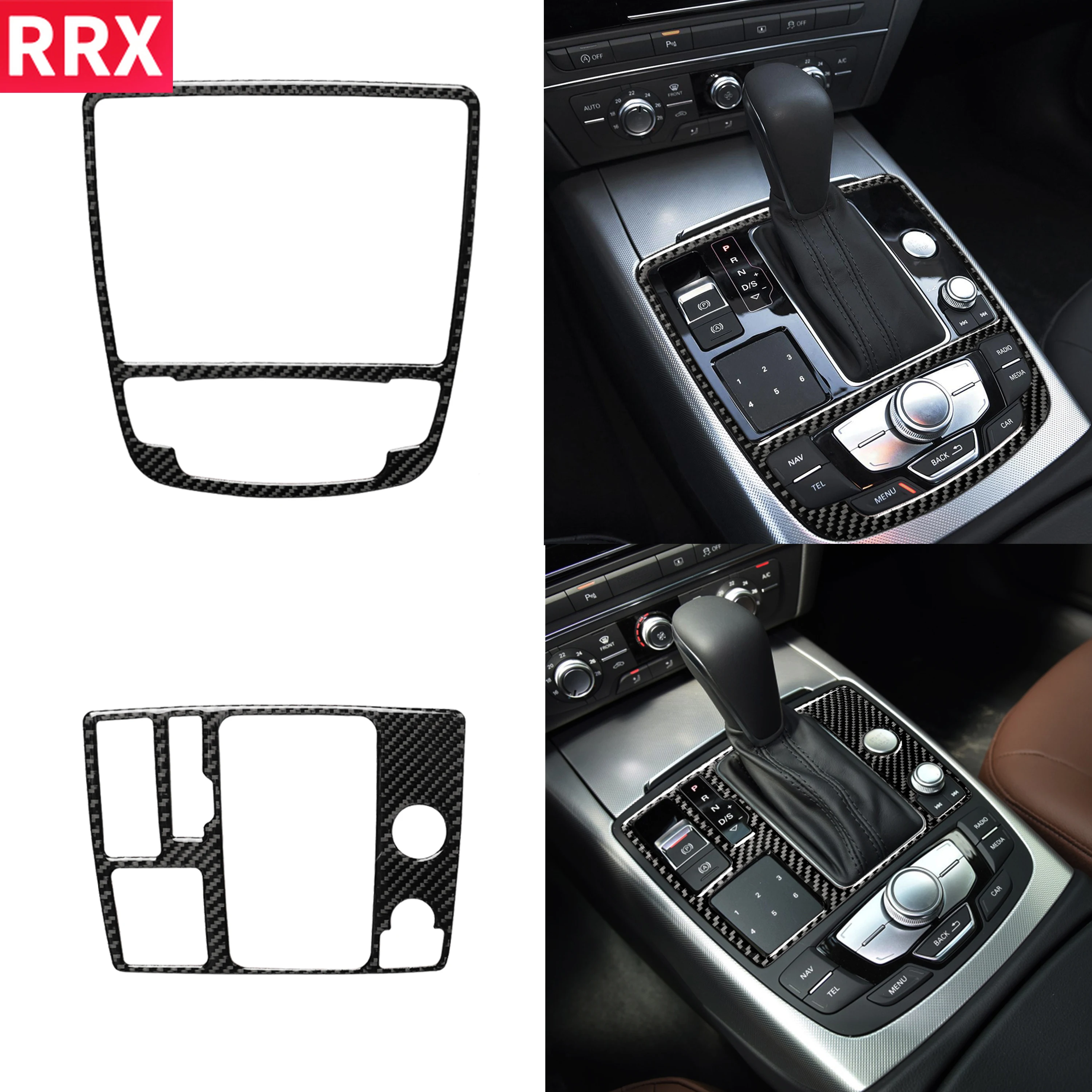 

RRX For Audi A6 S6 C7 A7 S7 4G8 2012-2018 Accessories Carbon Fiber Interior Gear Shift Surround Shifter Panel Cover Trim Sticker