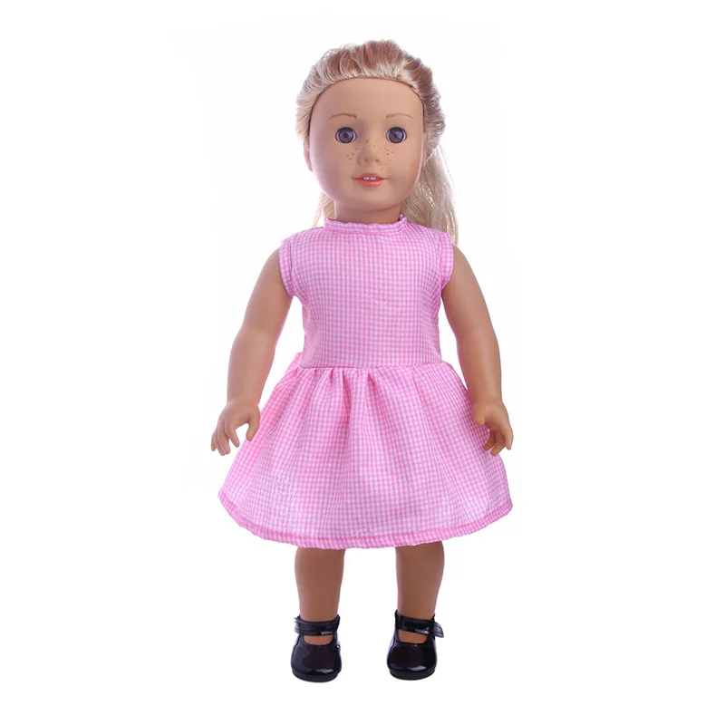 

Classic Pink Lattice Dress Suit Outfit Set Clothes for 18" American Girl BJD 43cm Reborn Baby Pajamas Doll Accessories