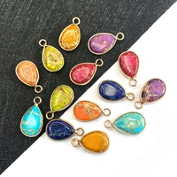 drop shaped emperor stone pendant colorful spirit stone pendant diy jewelry making necklace pendant size 12x20mm