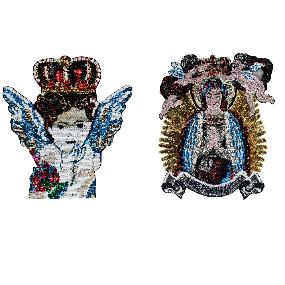 1 шт. большие нашивки с блестками Корона Мэри ангел крыло богиня шить на футболке