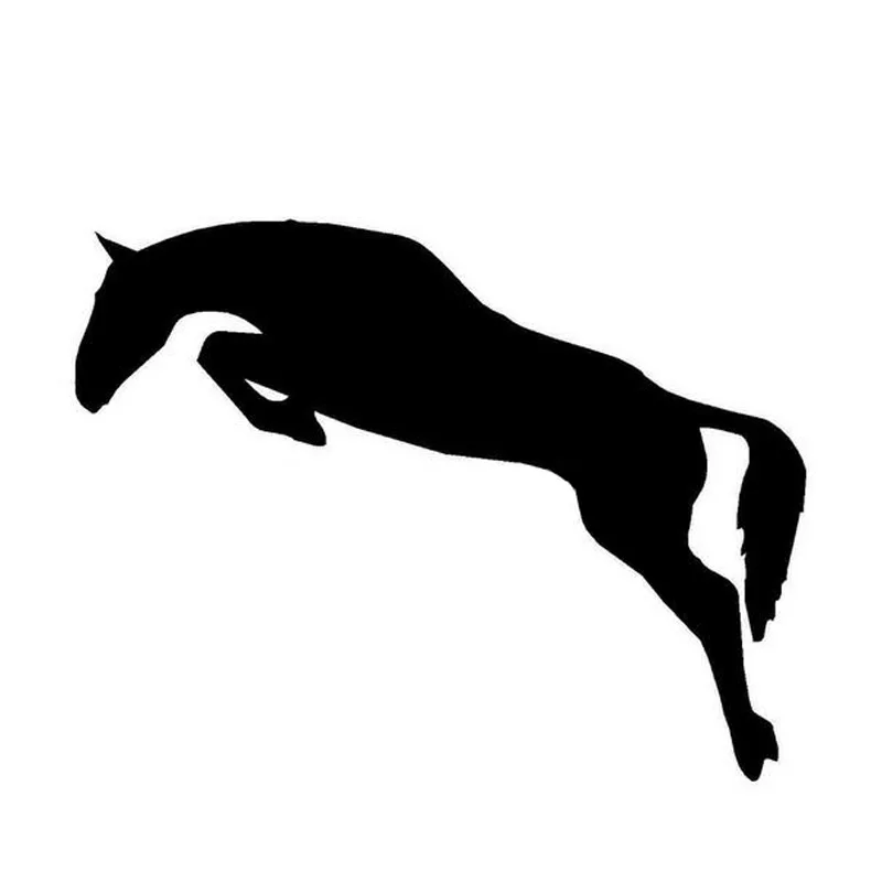 

14*5.9CM HORSE Jumping Equestrian Cartoon Car Stickers Motorcycle Decals Car Styling Black/Silver C2-0166