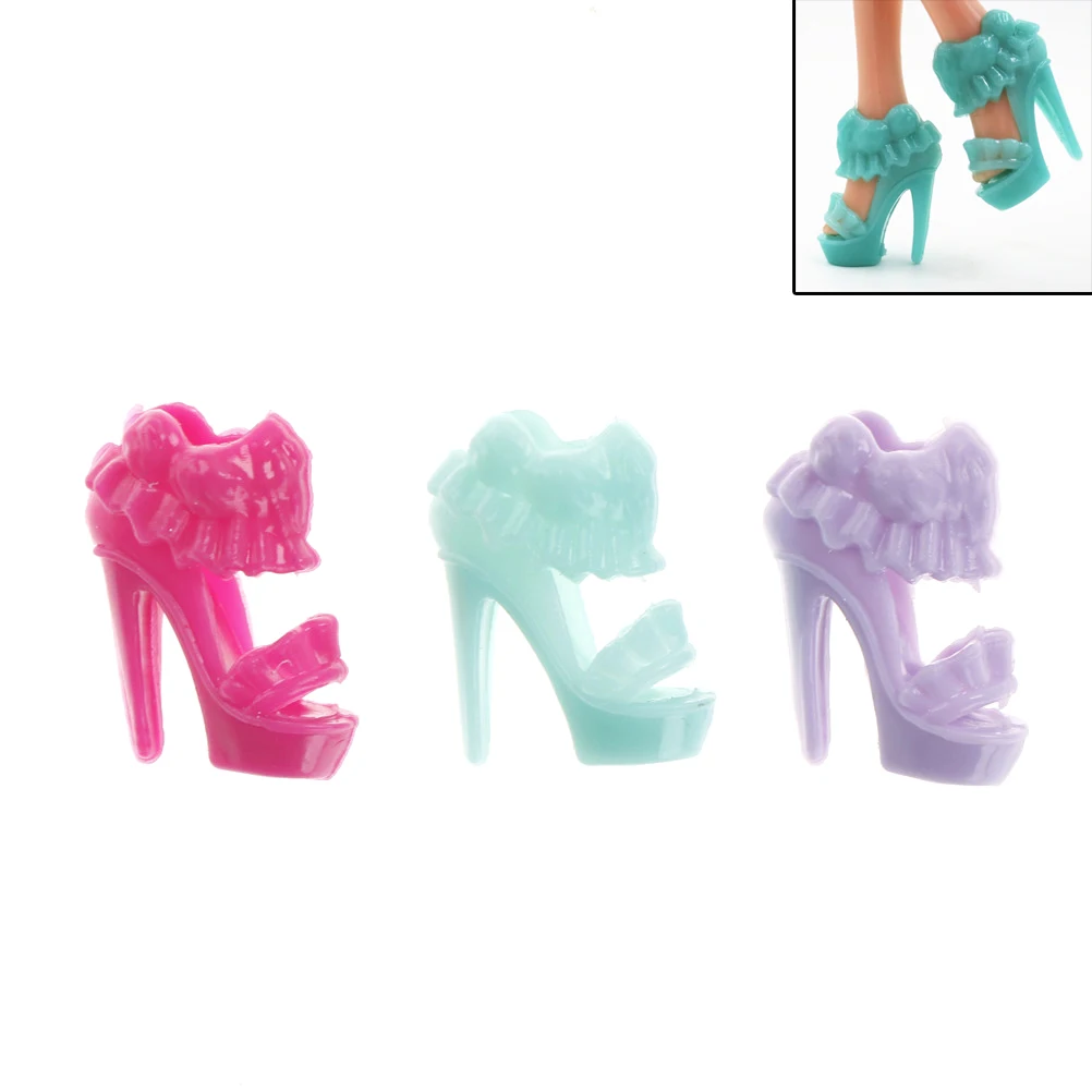 

10 Pairs for Barbie Doll Accessories Different color Girl Play Toy Fashion Doll Shoes Colorful Assorted High Heel Shoes Sandals