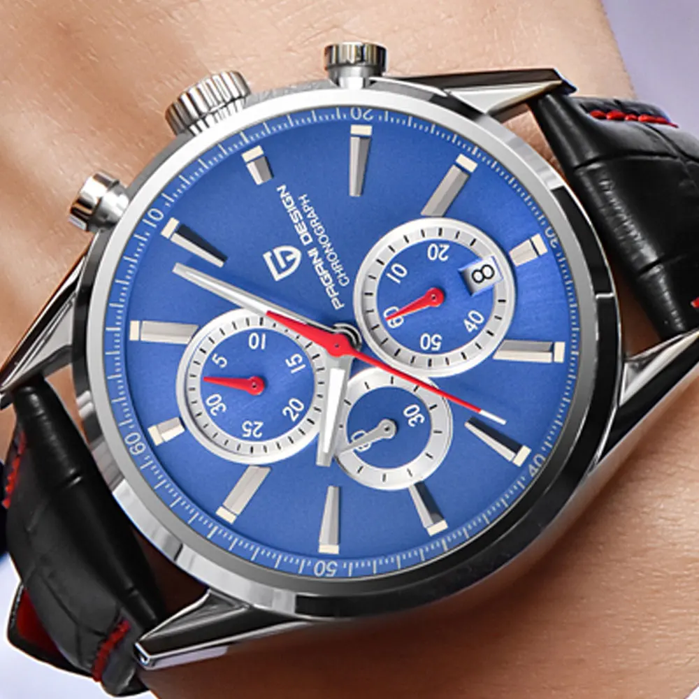 Мужские наручные часы Pagani дизайнерские светящиеся с циферблатом 46 мм