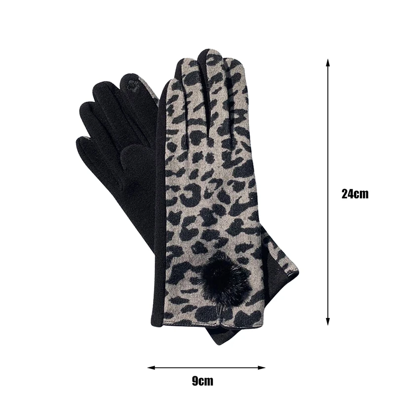 New Fashion Sexy Grace Lady Women Gloves Winter Vintage Leopard Windproof Warm Touch Screen Driving Glove Mittens Female G083 images - 6