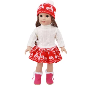 Рождественский свитер с лосем юбка подходит 18 дюймов, принятые в США и 43 см для ухода за ребенком для мам Одежда для новорожденных, Одежда для кукол, наше поколение, аксессуары для девочек