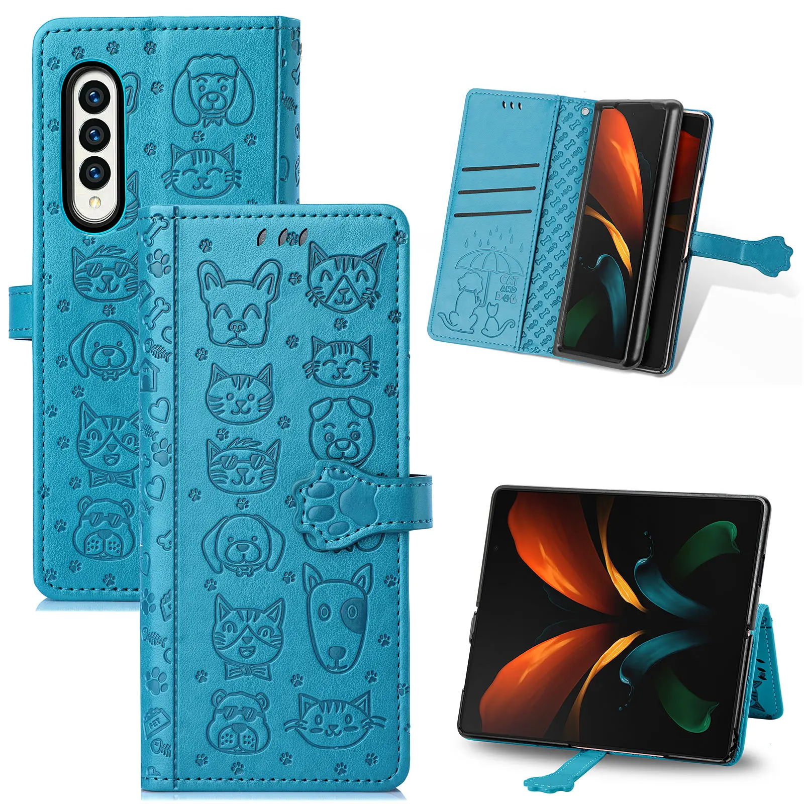 

Кожаный чехол для Samsung Galaxy Z Fold3 с отделением для карт