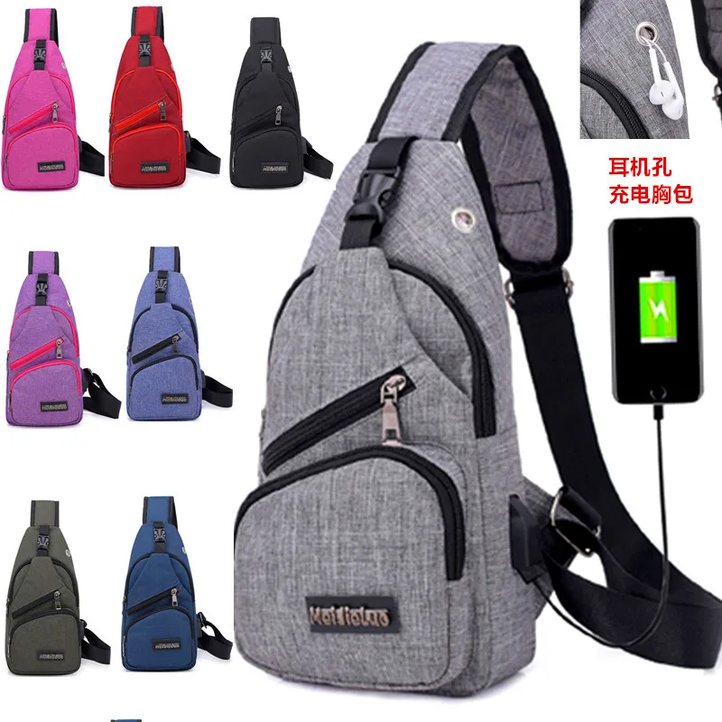 Мужская и женская мужская сумка мессенджер с USB зарядным разъемом для наушников