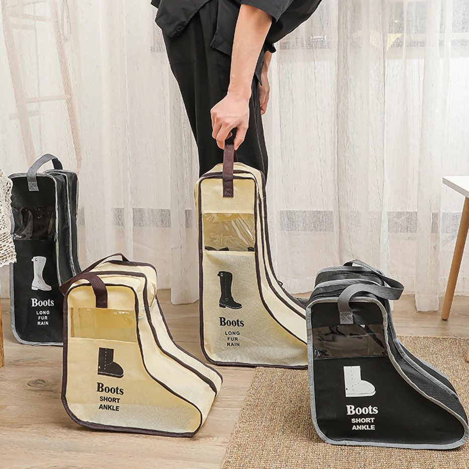 

Snow Boot Covers Storage Bag Unisex Visible Dustproof Shoe Organizer Case Zipper Japan Style Shoes Pocket Practical Pouch