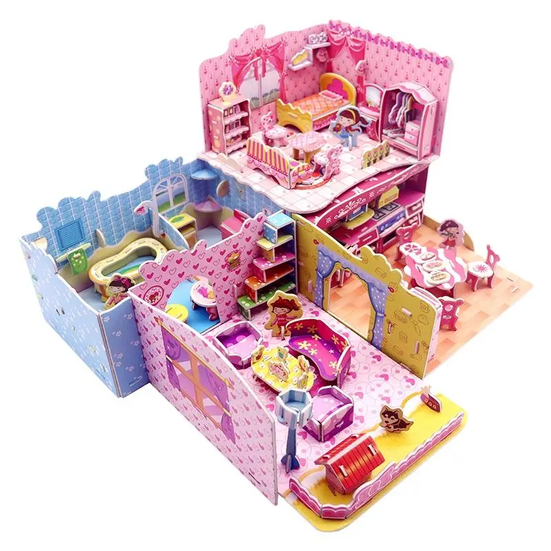 

3d Three-dimensional Jigsaw Puzzle Children's Educational Ability Boy Girl Parent Child Toy Diy Hand-made Building House Paper