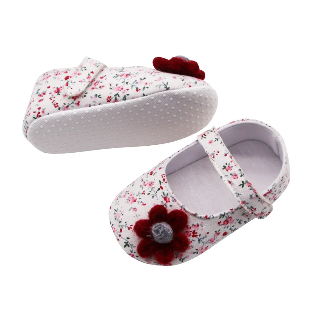 Туфли детские с аппликацией и цветочным принтом мягкая подошва ходунки для
