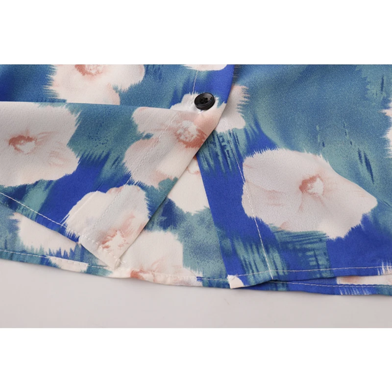 

French Style Vintage Floral Printed Long Sleeve Women Blouse Casual Beach Turn-down Collar Shirt 2021 Summer New Vacation Blusas