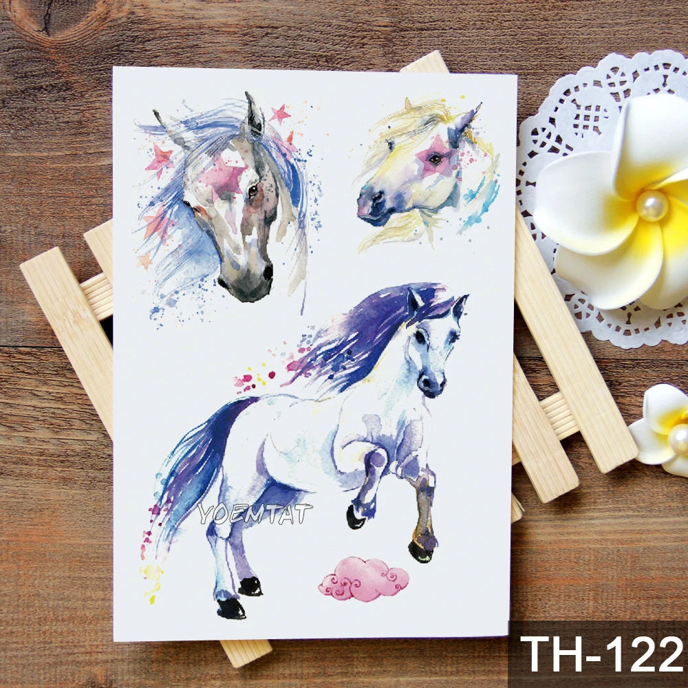 Водостойкая временная татуировка наклейка розового и синего цвета с рисунком