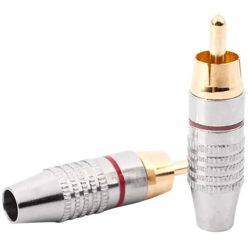 RCA Male Plug Adapter o Phono Gold Plated Solder Connector Hi End - 6-Pack silver | Электроника