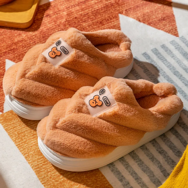 

Furry Women Flat Slippers Faux Fur Shoes Female Fluffy Shining Insect Indoor Slides Warm Home Flip-Flops