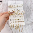 EN Горячая продажа золотые геометрические жемчужные серьги-кольца для женщин 2021 новые модные круглые серьги ювелирные изделия женские модные массивные подарки