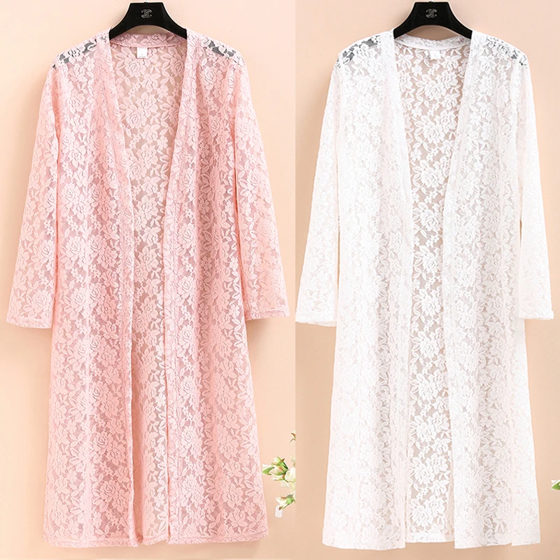 Harajuku Outerwear Women Long Sleeve Solid Loose Lace Jackets 2020 New Summer Fashion Plus Size Ladies Wild Joker Casual Coat | Женская