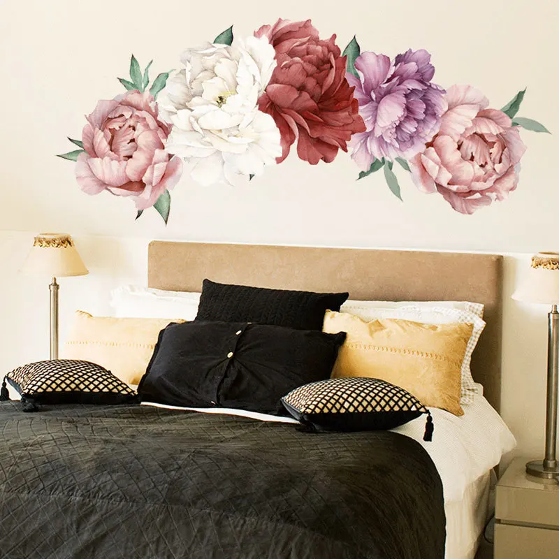 Наклейка на стену цветок пиона спальня декор для гостиной водонепроницаемые