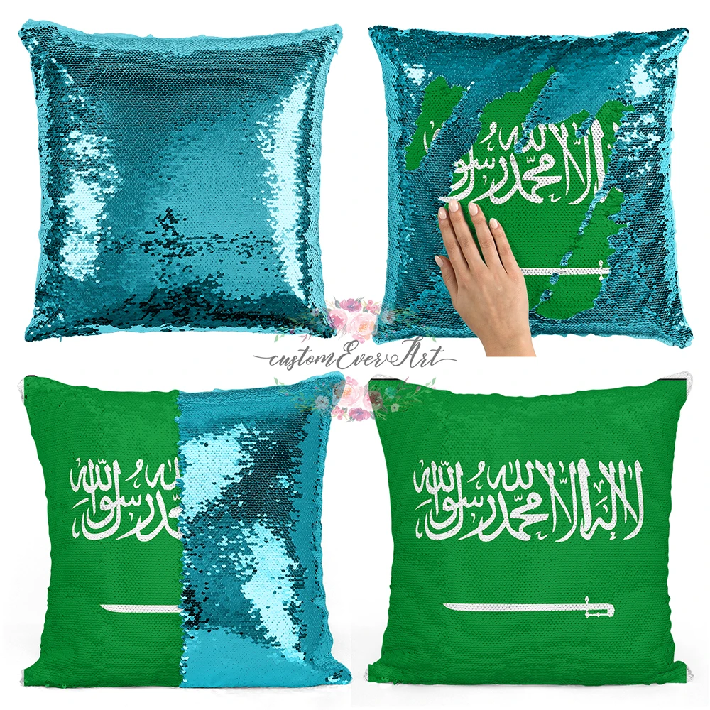 

Saudi Arabia Personalized custom picture pillow coverhome pillow reversible mermaid sequin pillow case cover