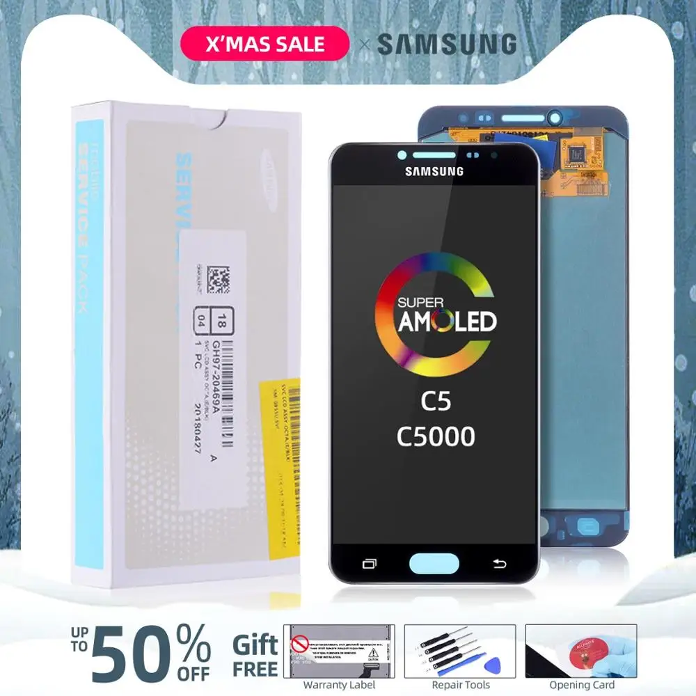 AMOLED Дисплей для SAMSUNG Galaxy C5 C5000 LCD в сборе с тачскрином 5.2'' черный белый золотой
