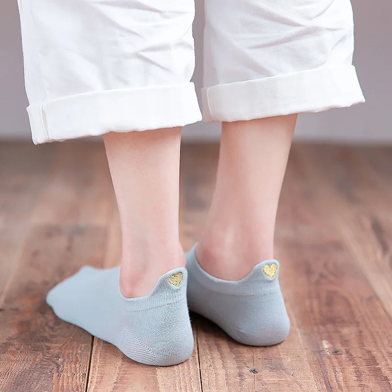 Милые носки с принтом в форме сердца модные забавные носочки на каблуке