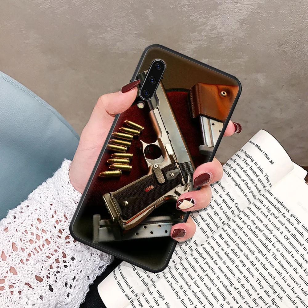

Gun and bullet Phone Case For Samsung Galaxy A 5 7 8 10 20 20E 21S 30 30S 40 50 51 70 71 black Etui 3D Funda Silicone Back Tpu