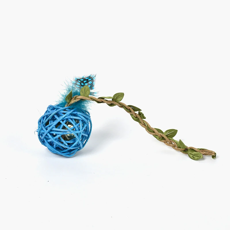 1PC Rattan Cat Interactive Toy With Bell Pet Chew Puppy Teething Sound Anti-Biting Kitten Ball Supplies | Дом и сад