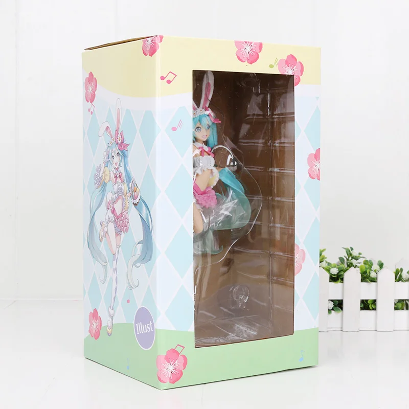 604 20cm box Аниме сексуальные фигурки Хацунэ Мику заячьи кроличьи уши Сакура розовая Хацунэ Мику фигурка Коллекционная модель игрушки - Цвет: 604 20cm box