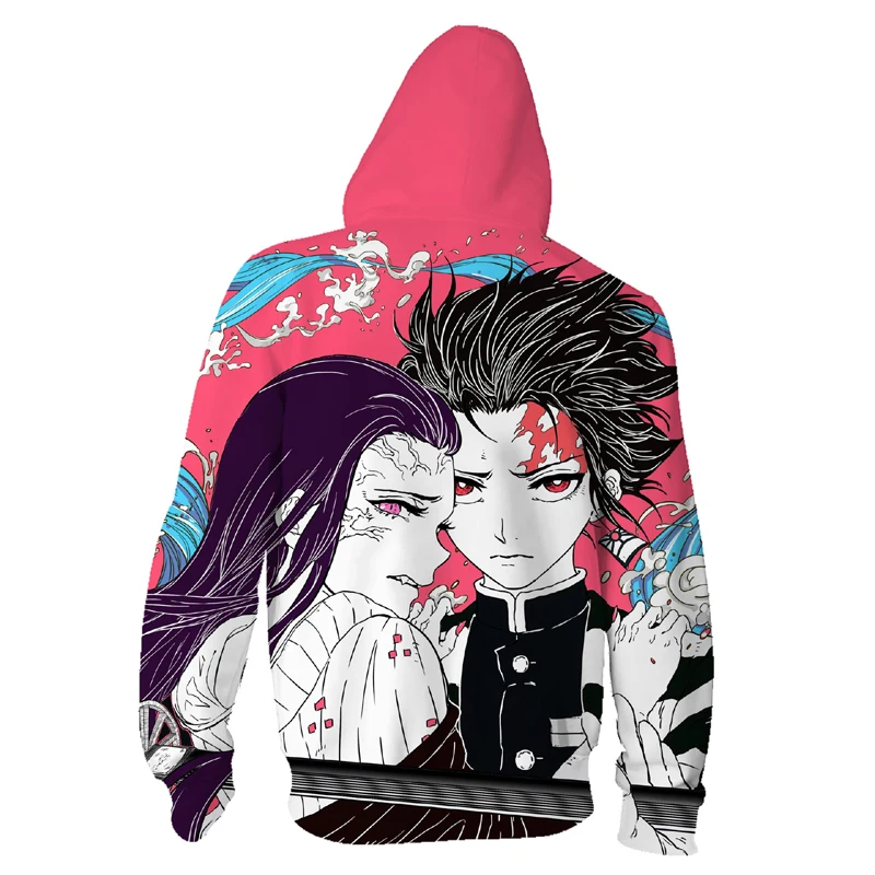 Аниме Demon Slayer: Kimetsu no Yaiba; толстовка для косплея Kamado Tanjiro Zenitsu с принтом; толстовки на молнии; толстовки; пальто с капюшоном; куртка