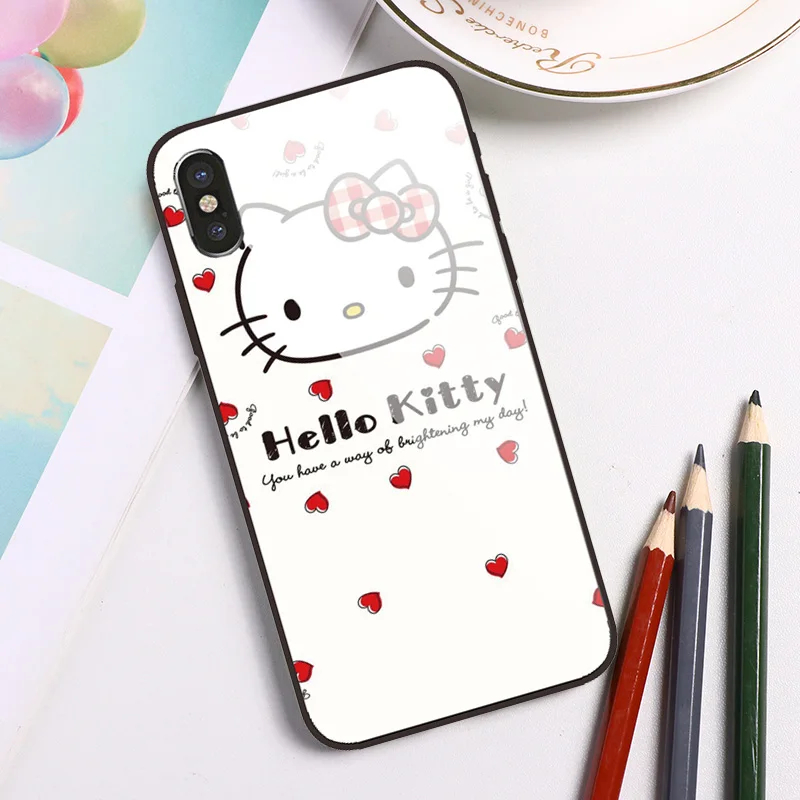 

Shockproof KT Cat Tempered Glass Back Cover For Xiaomi Mi 9T Mi 10T Pro Mi Note 10 Lite Poco X2 Mi 11 A1 A2 Soft TPU Phone Case