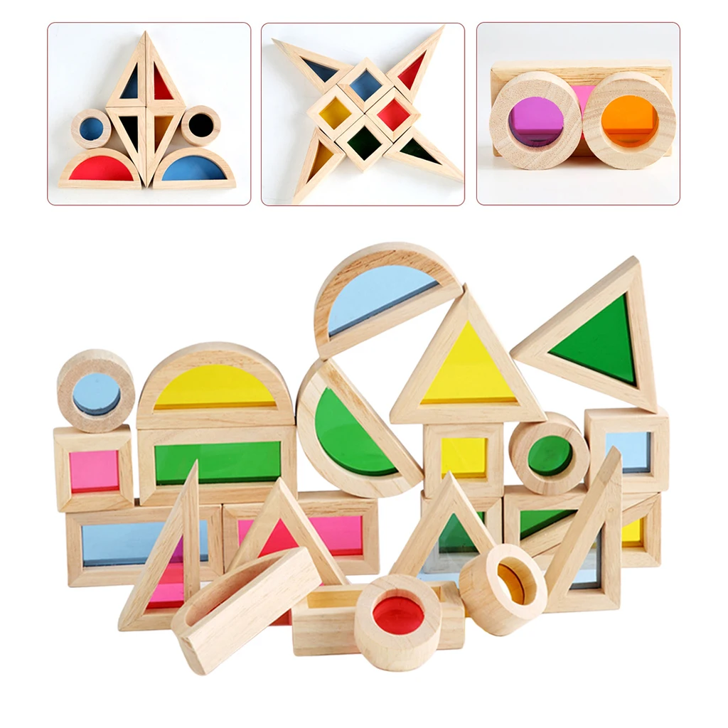 

Wooden Building Blocks Set Developmental Toys for Toddlers Children 0 to 3,