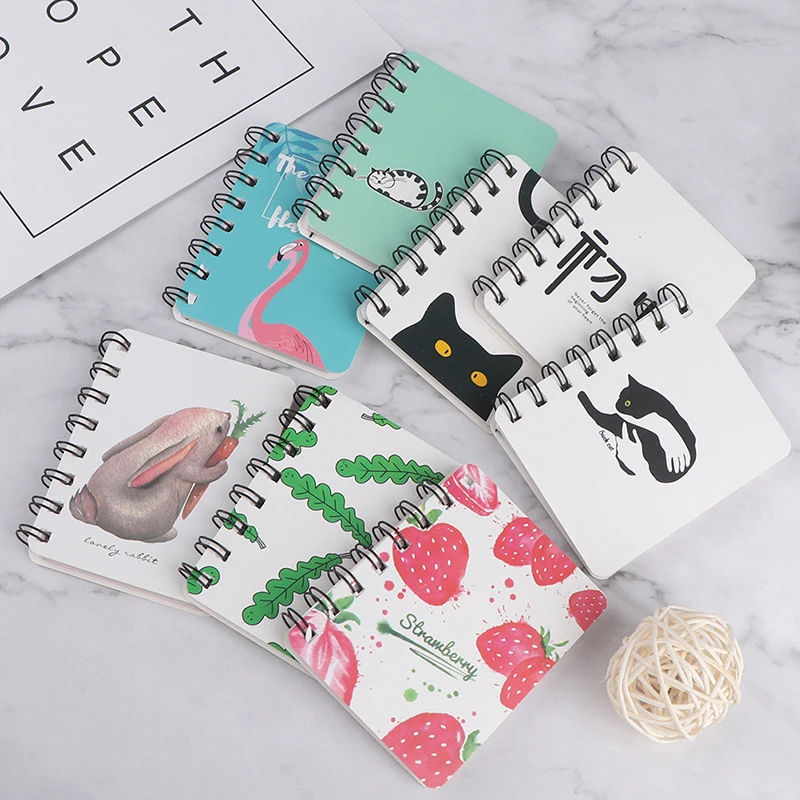 Новый мультяшный портативный мини-блокнот в катушке твердая обложка милая