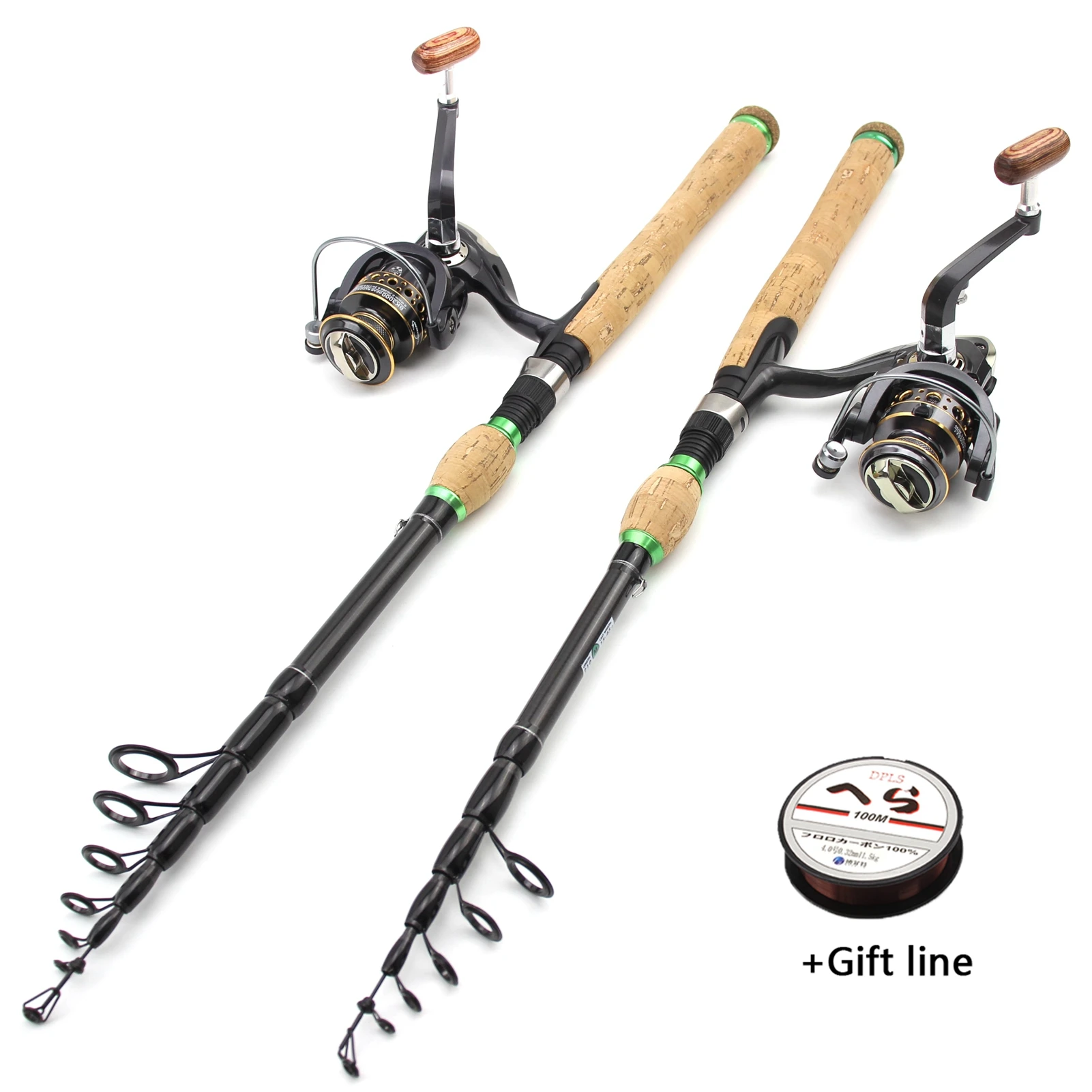 Углеродная телескопическая рыболовная удочка приманка с пробковой ручкой