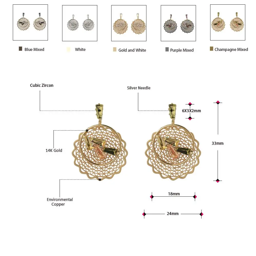 Женские Кружевные серьги Neoglory сережки-подвески в сеточку модные ювелирные